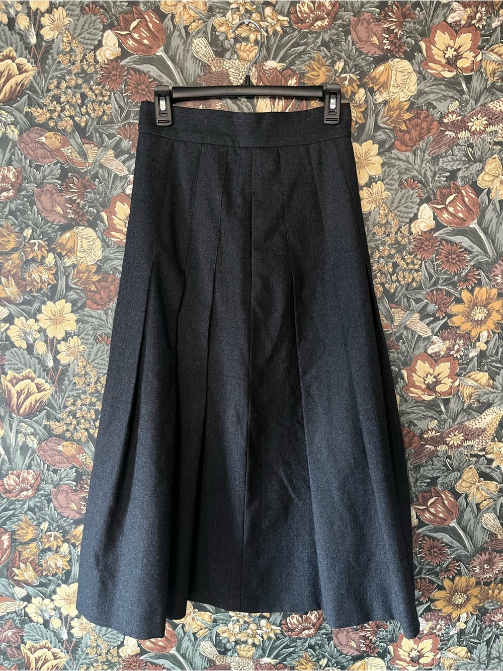 🔻2000$ RALPH LAUREN Purple Label  Grey Pinstripes Midi Skirt Rare made in USA